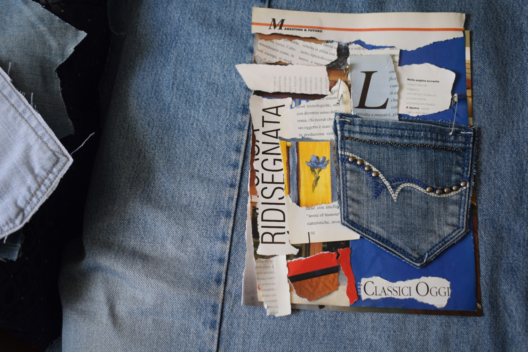 Denim & paper collage