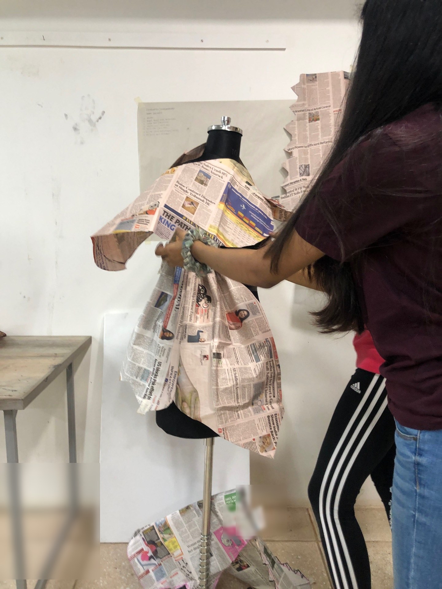 Newspaper draping